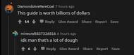 Shown: Redditors debating the worth of the OP's build (Image via Minecraft)